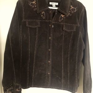 Chocolate brown suede women’s coat